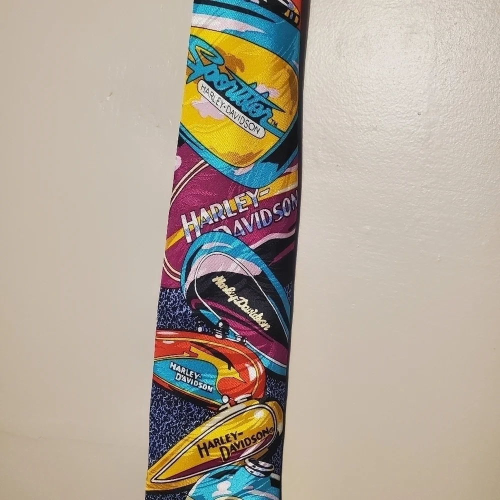 Ralph Marlin Harley Davidson Tank Vivid Colors Men's Neck Tie